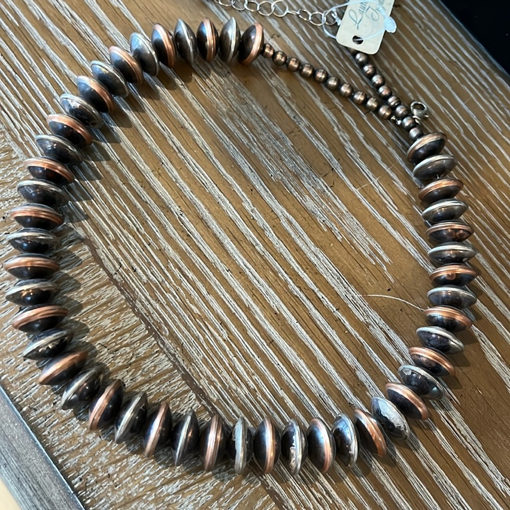 Laura Ingalls Navajo Pearl Sterling & Copper Necklace
